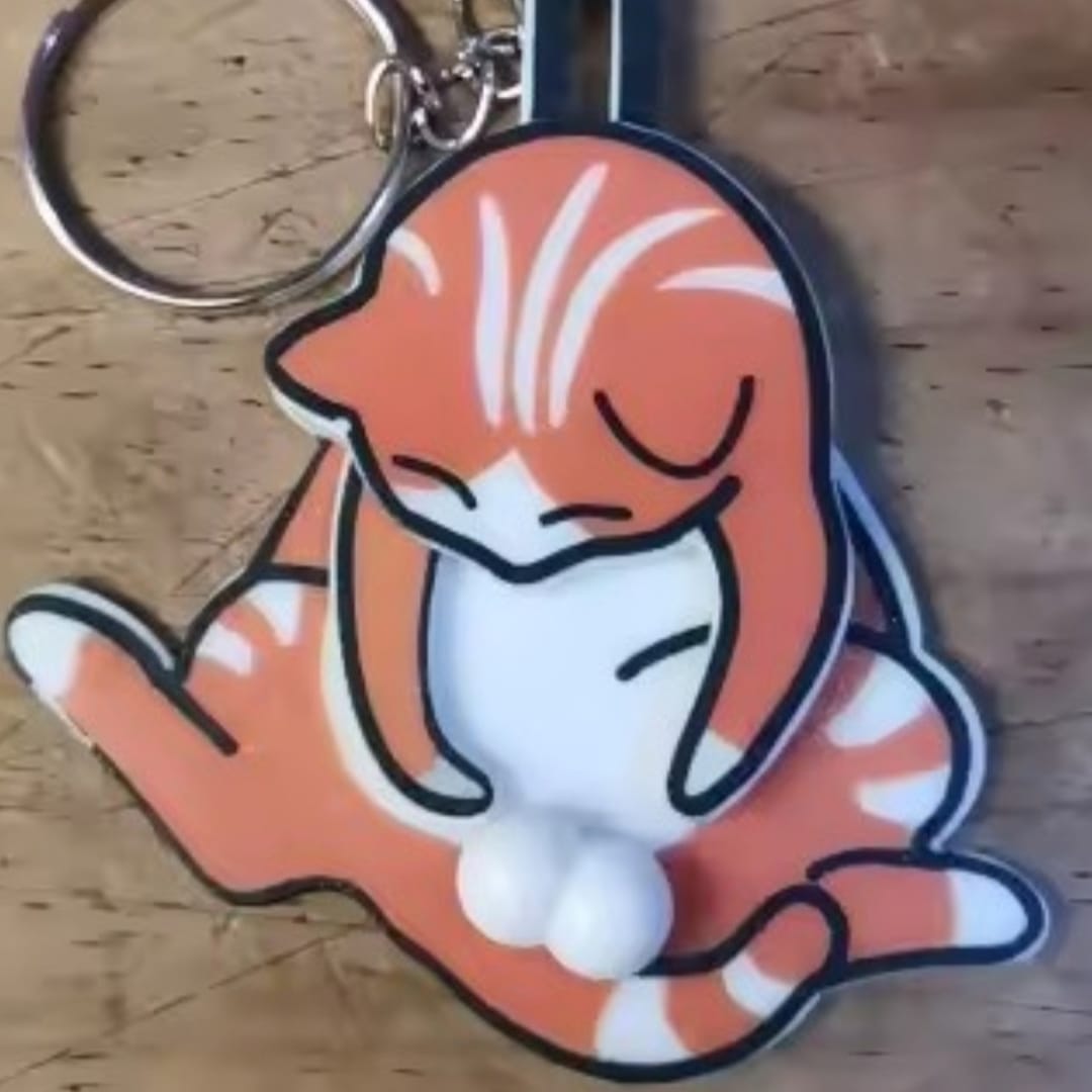 Customer photo review of Mischief Cat - Interactuve Cat Keychain