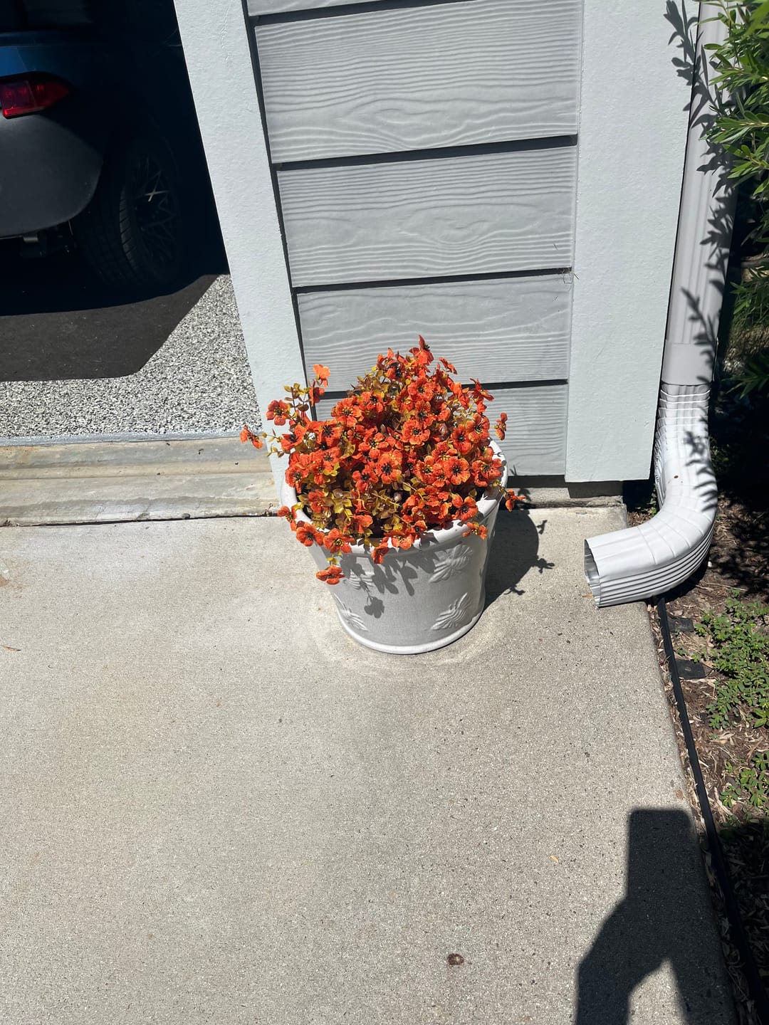 Customer photo review of 4Pcs Colorful Fall Fake Flowers - UV Resistant Artificial Outdoor Plants for Halloween Porch Decor