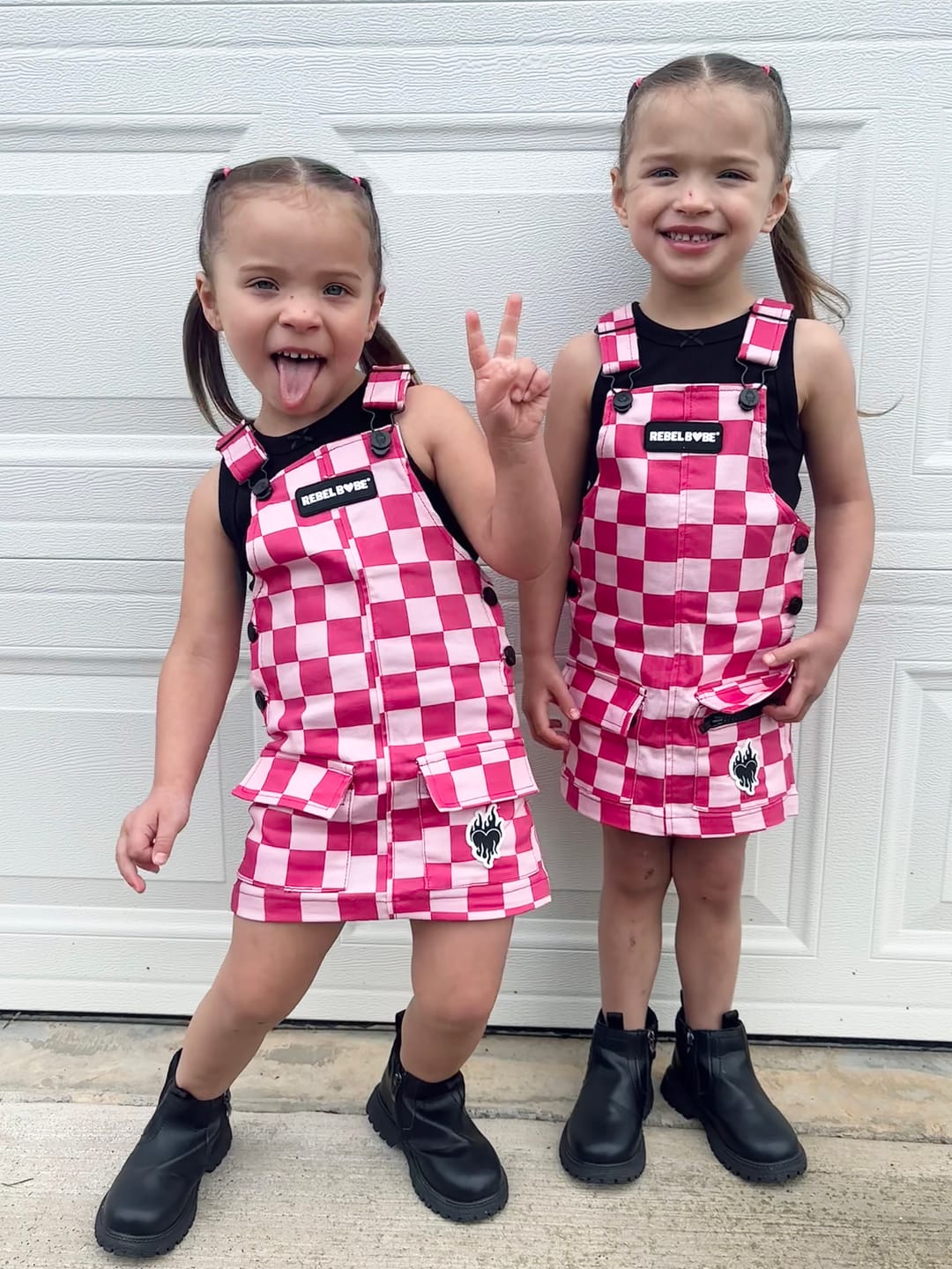Customer photo review of Overall Dress in Bubble Gum Checkered