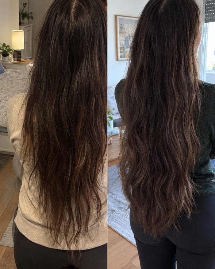 Customer photo review of KosmaHair Sérum | Restaurador Capilar & Entradas