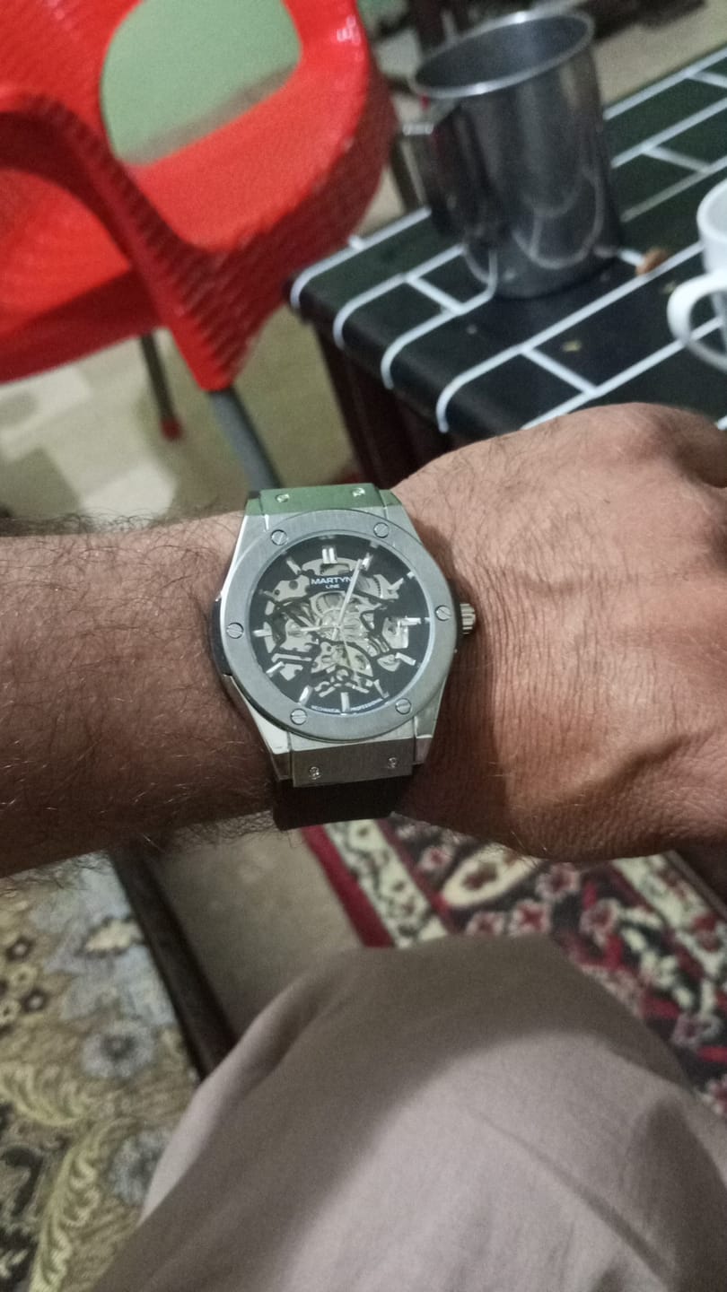 Customer photo review of Automatic Skeleton Dial Mechanical Watch with Silicone Strap (AWCM-00304)