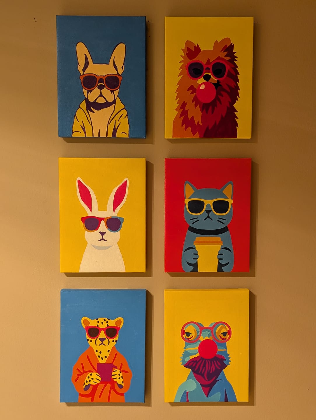Customer photo review of 6 Mini Paintings | Cool Animals Set