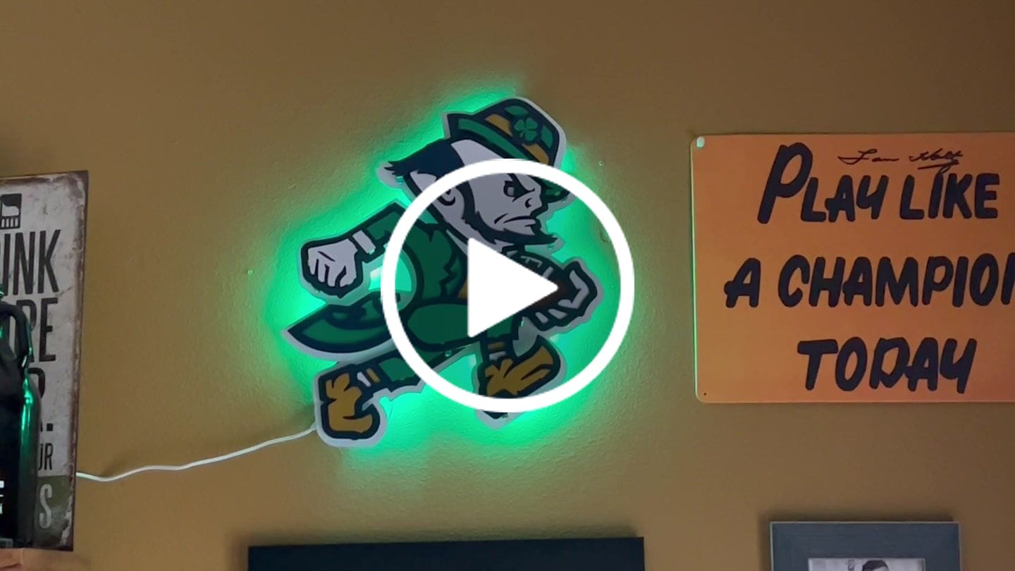 Customer video review of Notre Dame Fighting Irish Football Leprechaun 3D Vintage Metal Wall Art