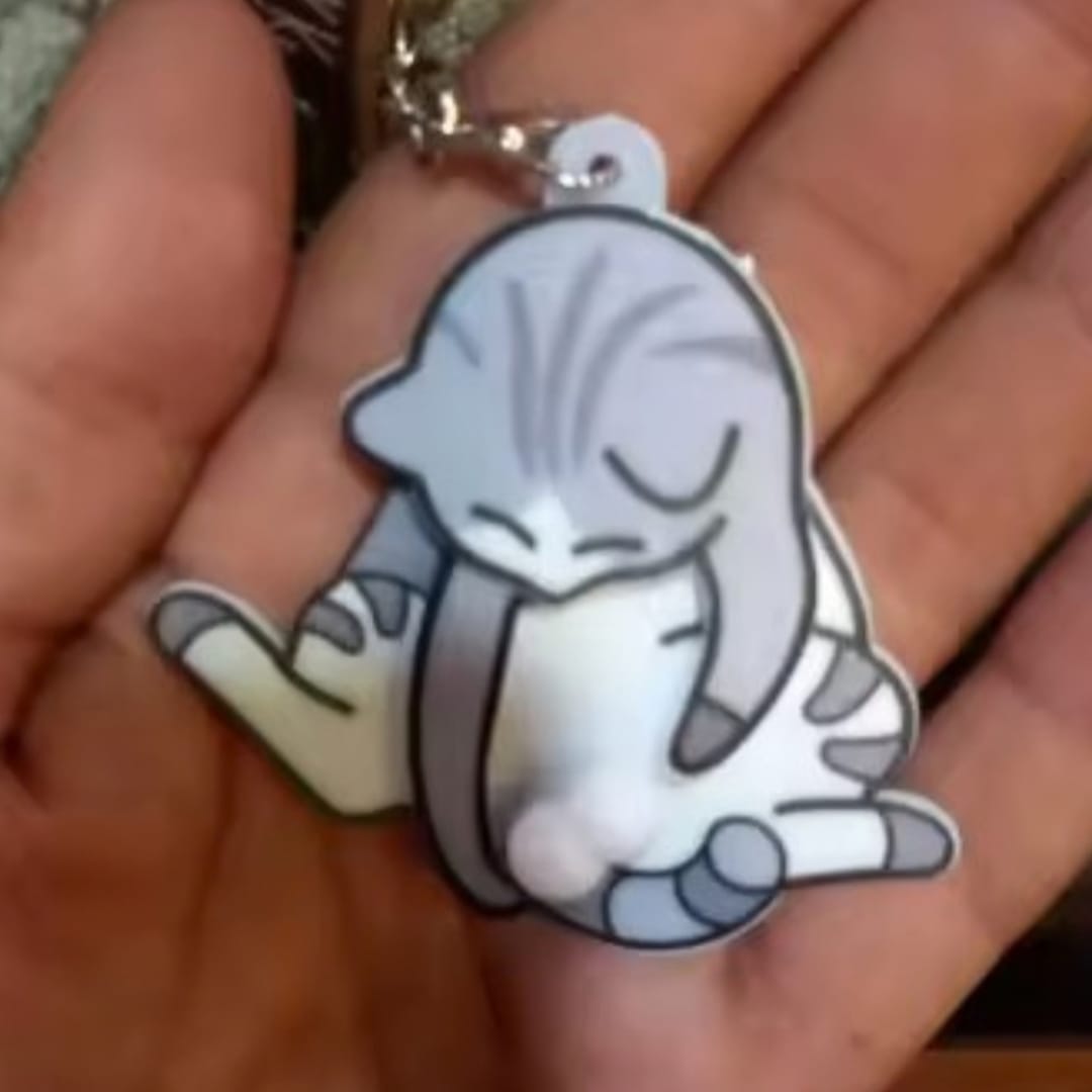Customer photo review of Mischief Cat - Interactuve Cat Keychain