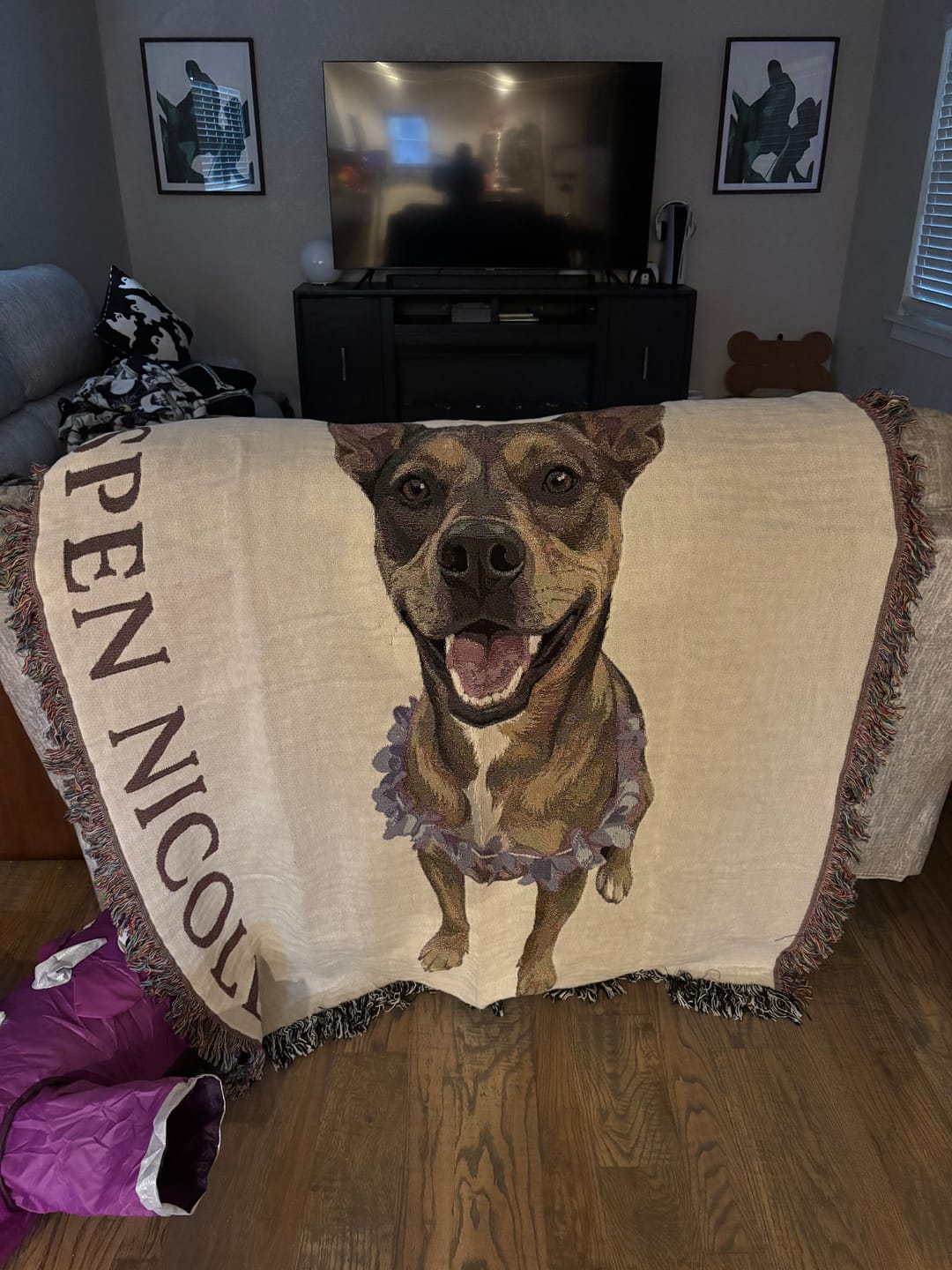 Customer photo review of Custom Heirloom Pet Throw Blanket