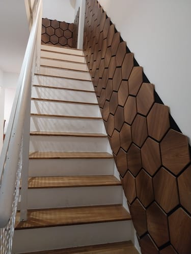 Customer photo review of Panneaux Hexagone Bois Acoustique Noyer 66 x 78 CM