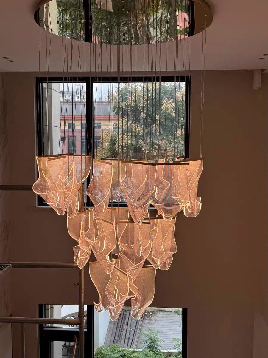 Customer photo review of Large Clear Acrylic Flowing Wave Chandelier