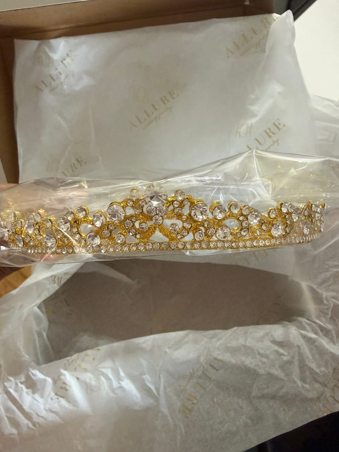 Customer photo review of Kylar Crystal Gold Tiara