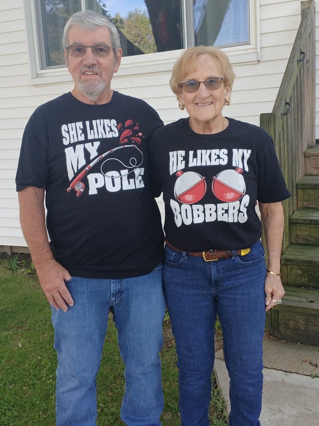 Customer photo review of He Likes My Bobbers | Deluxe Tee v2