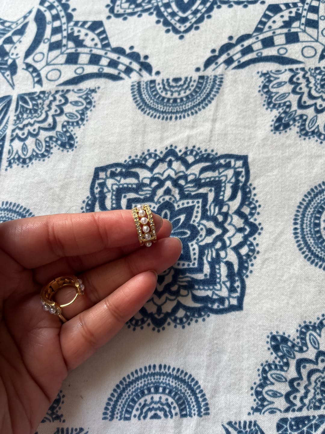 Customer photo review of The Daisy Pearl Hoops