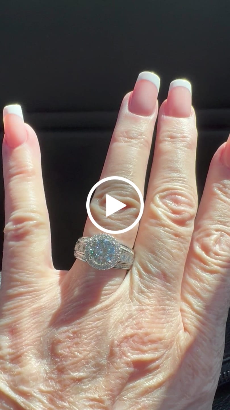 Customer video review of Halo Moissanite Graduated Triple Row Pave Engagement Ring