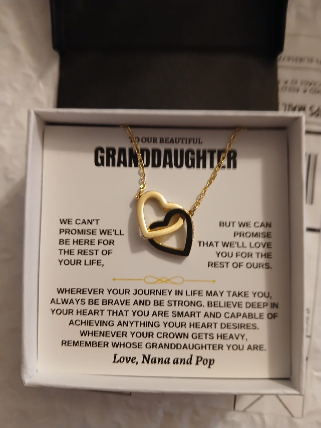 Customer photo review of Granddaughter Necklace from Grandpa - Interlocking Hearts CZ Pendant Gift