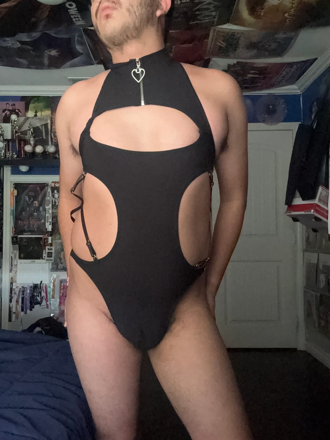 Customer photo review of Femboy Hollow-out Bodysuit (2-Piece Set) AS58