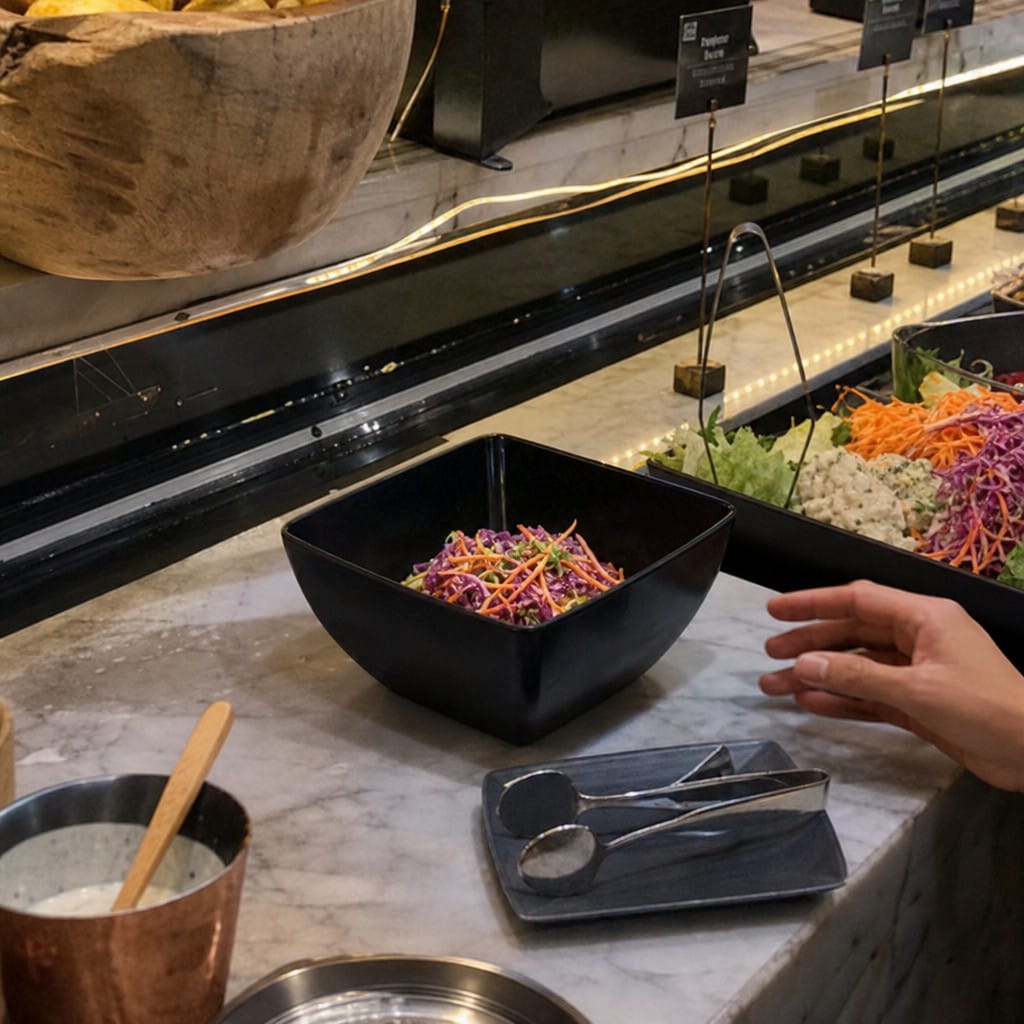 Customer photo review of Curved Bowl 8 inch Black Melamine for Contemporary Dining