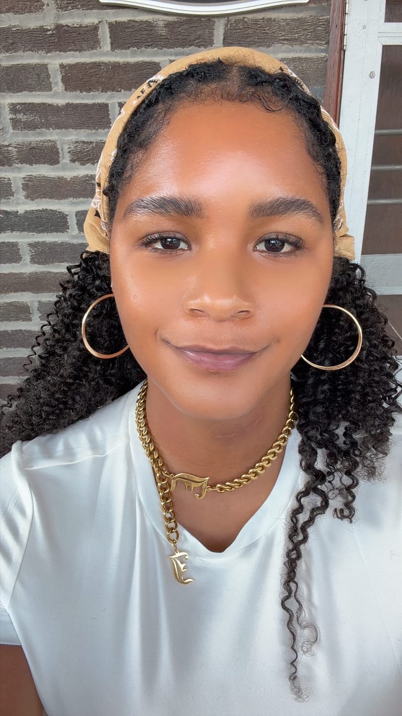 Customer photo review of Love Letter Initial (A-Z) Cuban Drop Necklace (10mm)