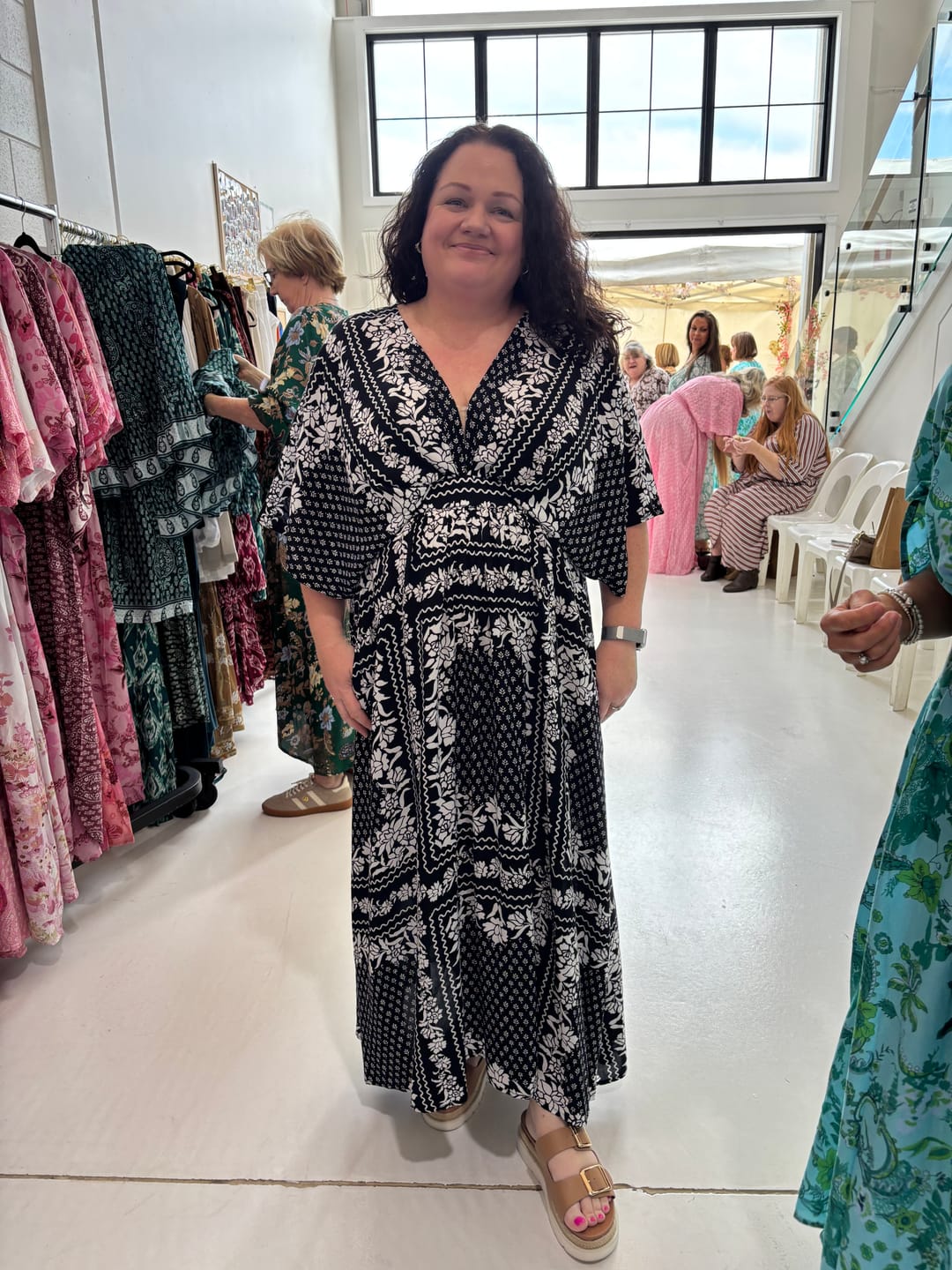 Customer photo review of Meredith Dress | Black and White Heritage Floral