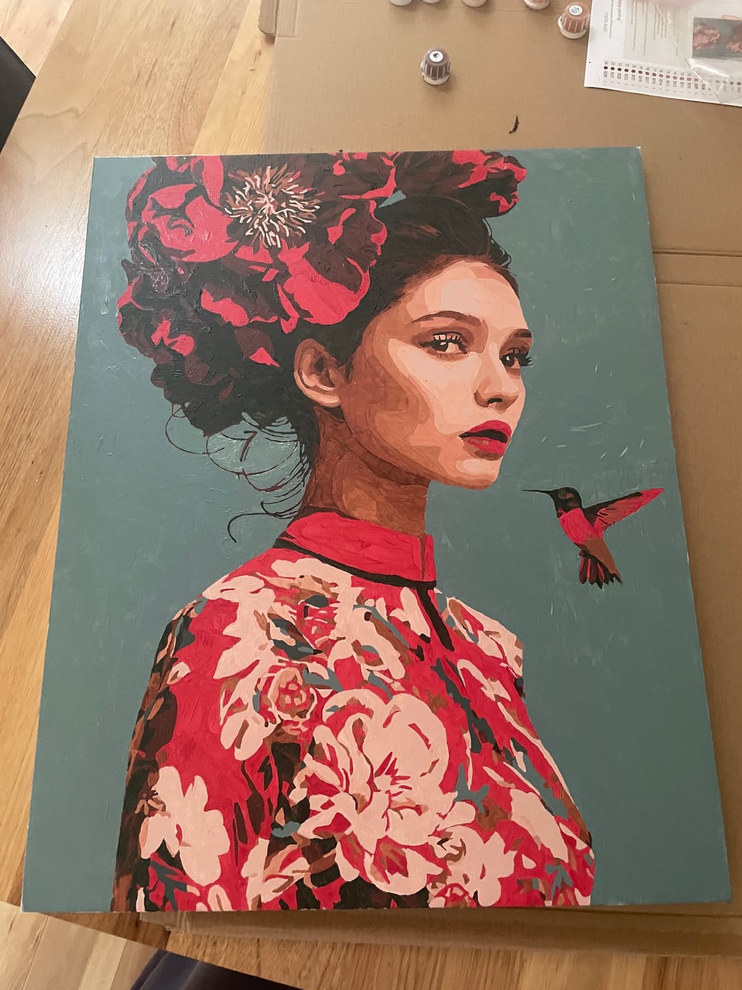 Customer photo review of Scarlet Blossom Muse | Paint by Number