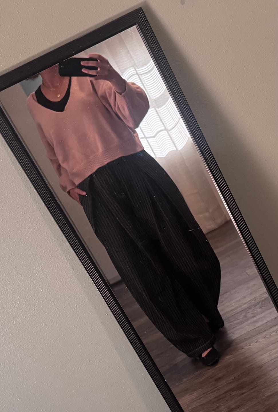 Customer photo review of Aelfric Eden Pinstripe Baggy Barrel Jeans