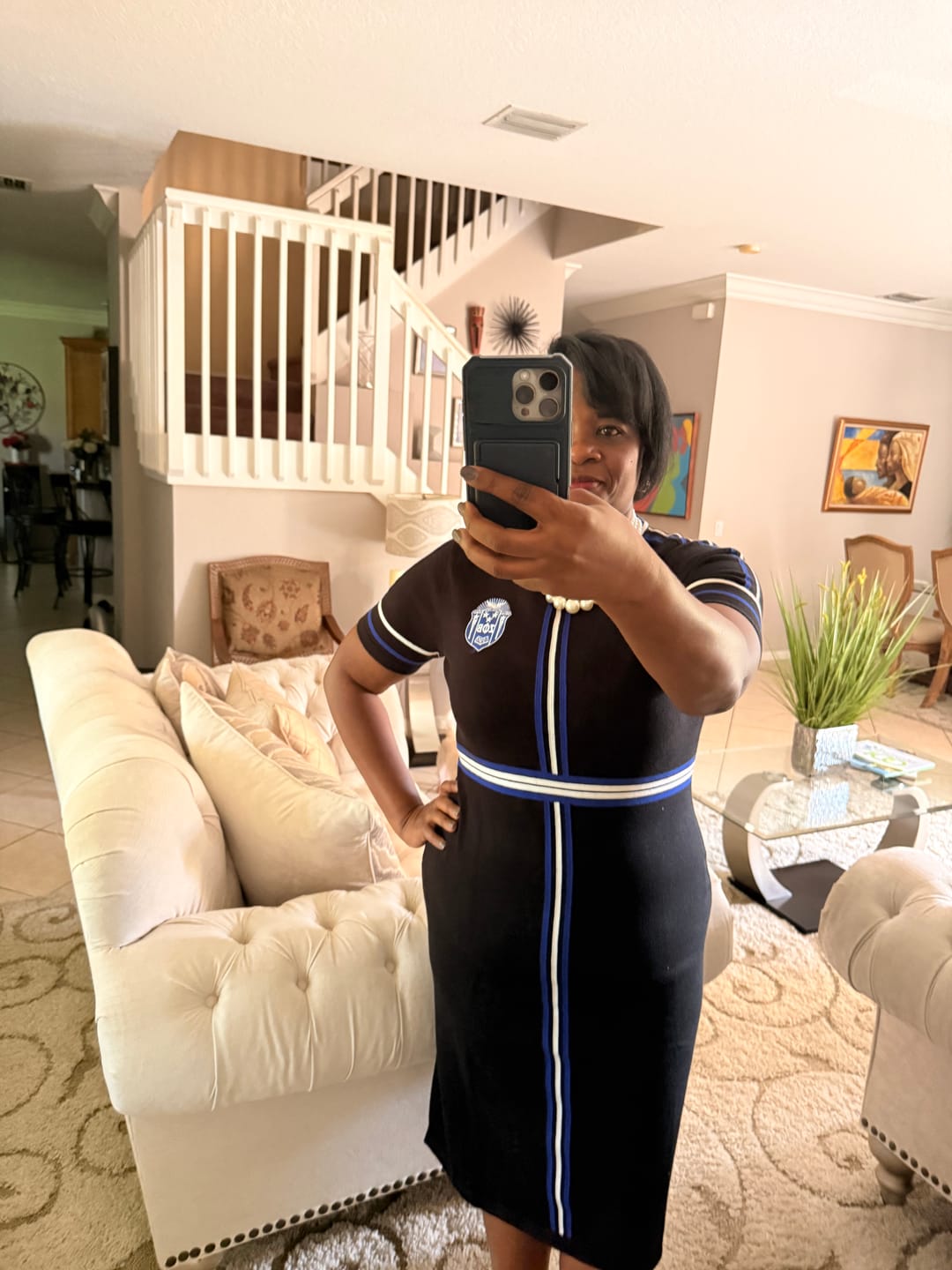 Customer photo review of The Short Sleeved Striped Knit Dress Zeta -BLACK- PRE ORDER