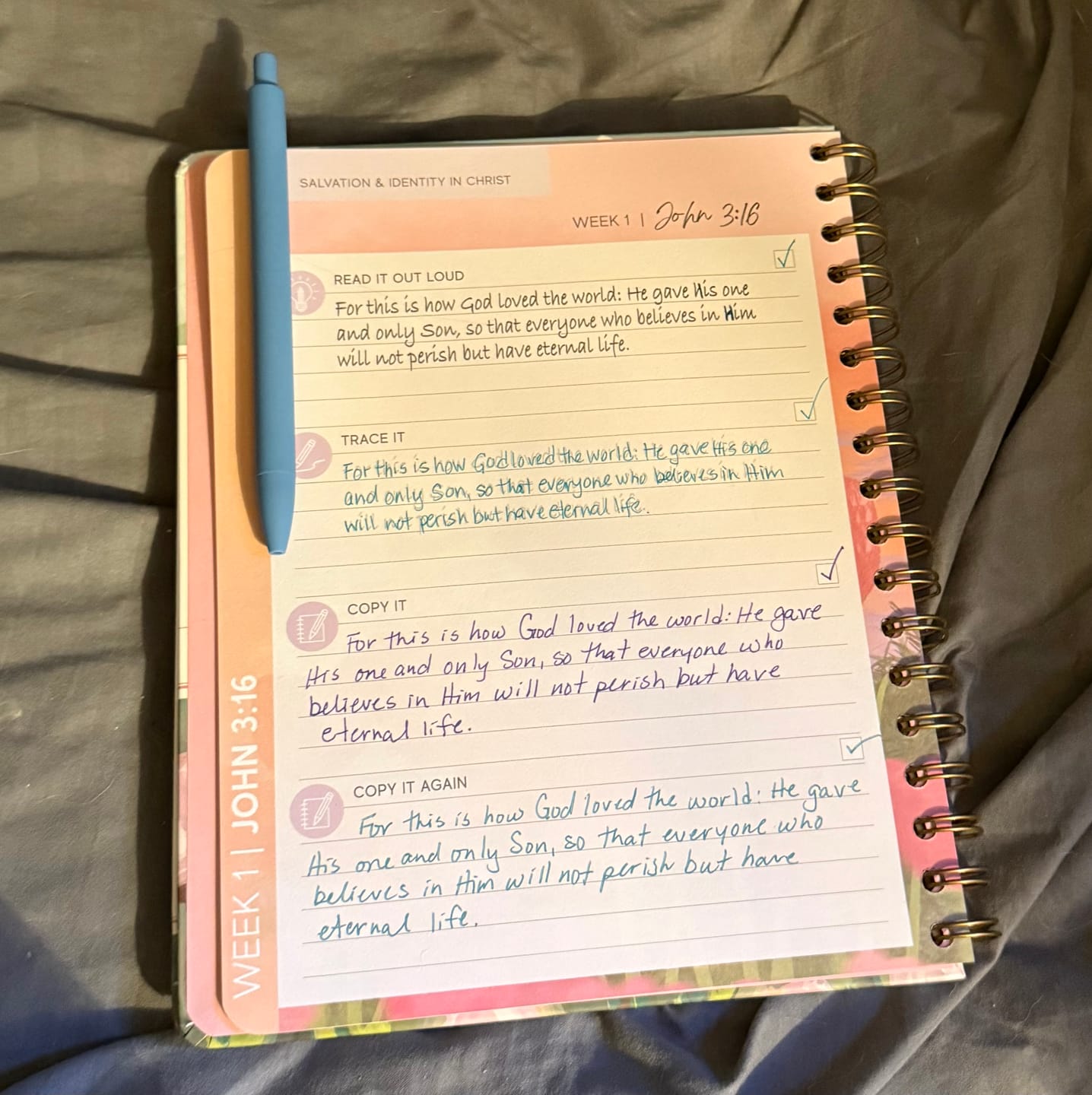 Customer photo review of The Bible Verse Memory Journal: A 52-Week Guide to Memorizing God's Word