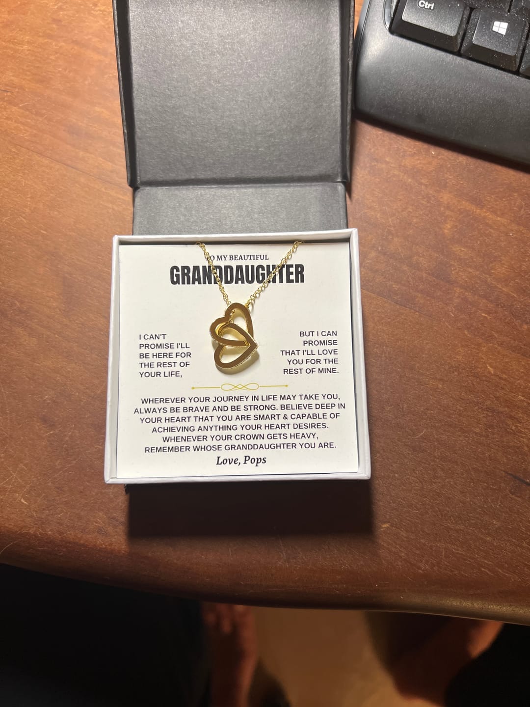 Customer photo review of Granddaughter Necklace from Grandpa - Interlocking Hearts CZ Pendant Gift