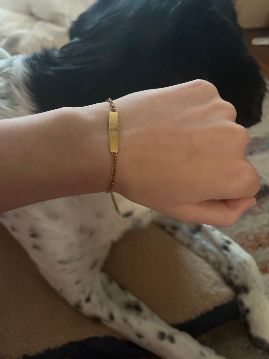 Customer photo review of The Engraved Bracelet Gold
