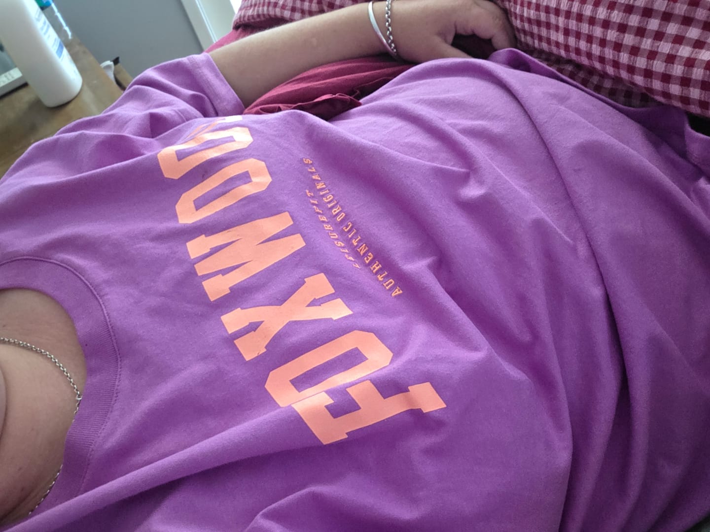 Customer photo review of Interval Tee in Purple/Orange - Foxwood