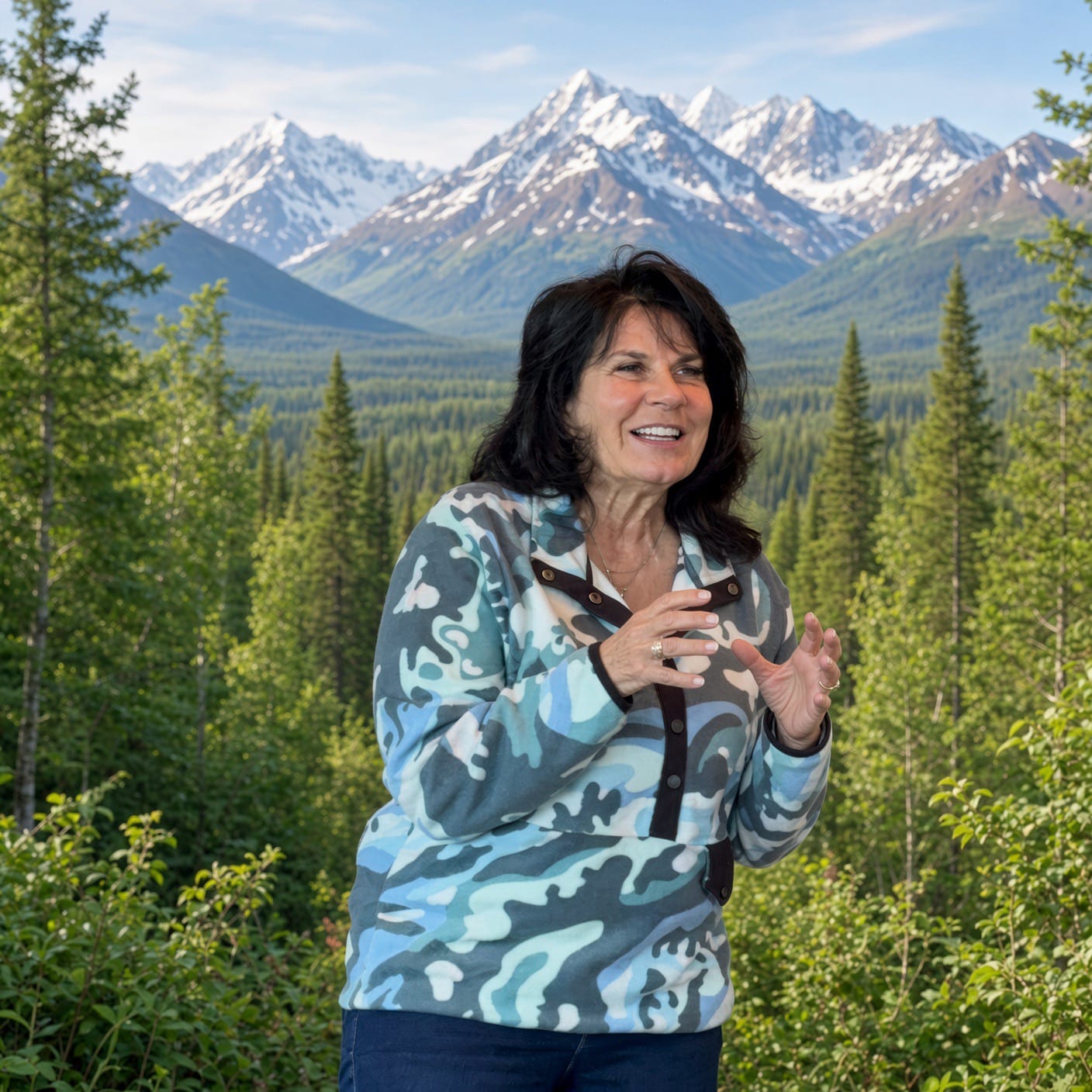 Customer photo review of Camping Camo Riffle Snap Fleece