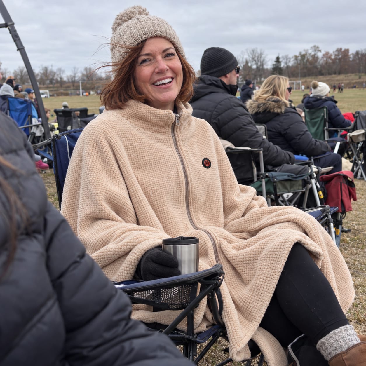 Customer photo review of Heated Wearable Blanket