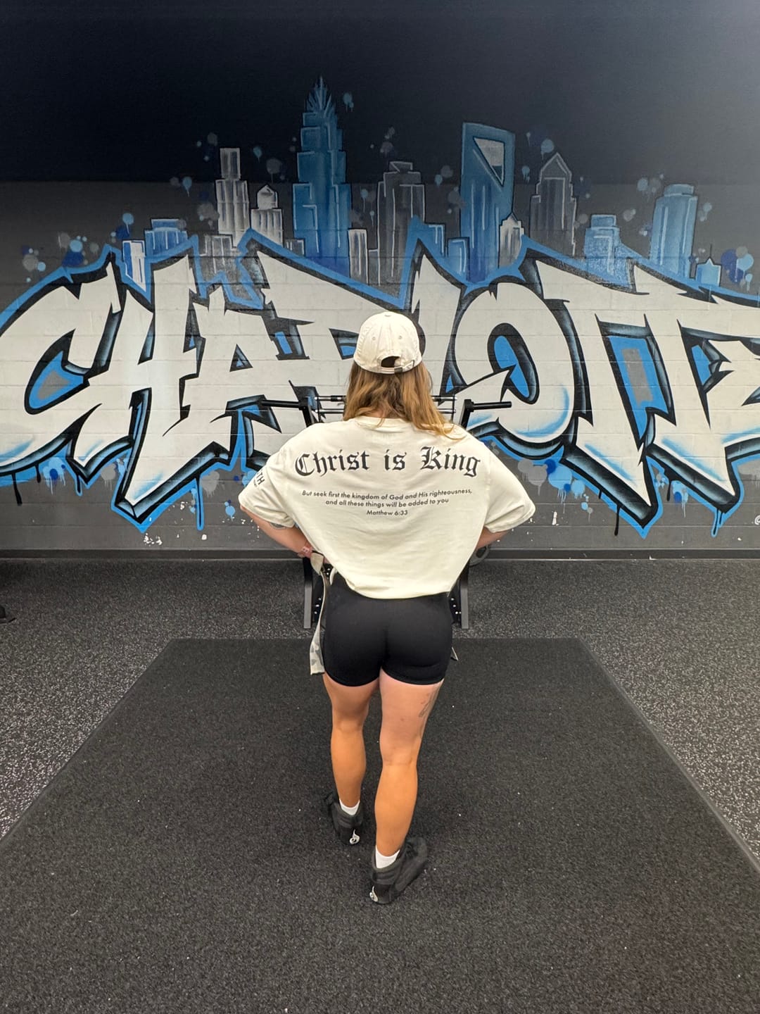 Customer photo review of Premium Oversized Scripture Tee
