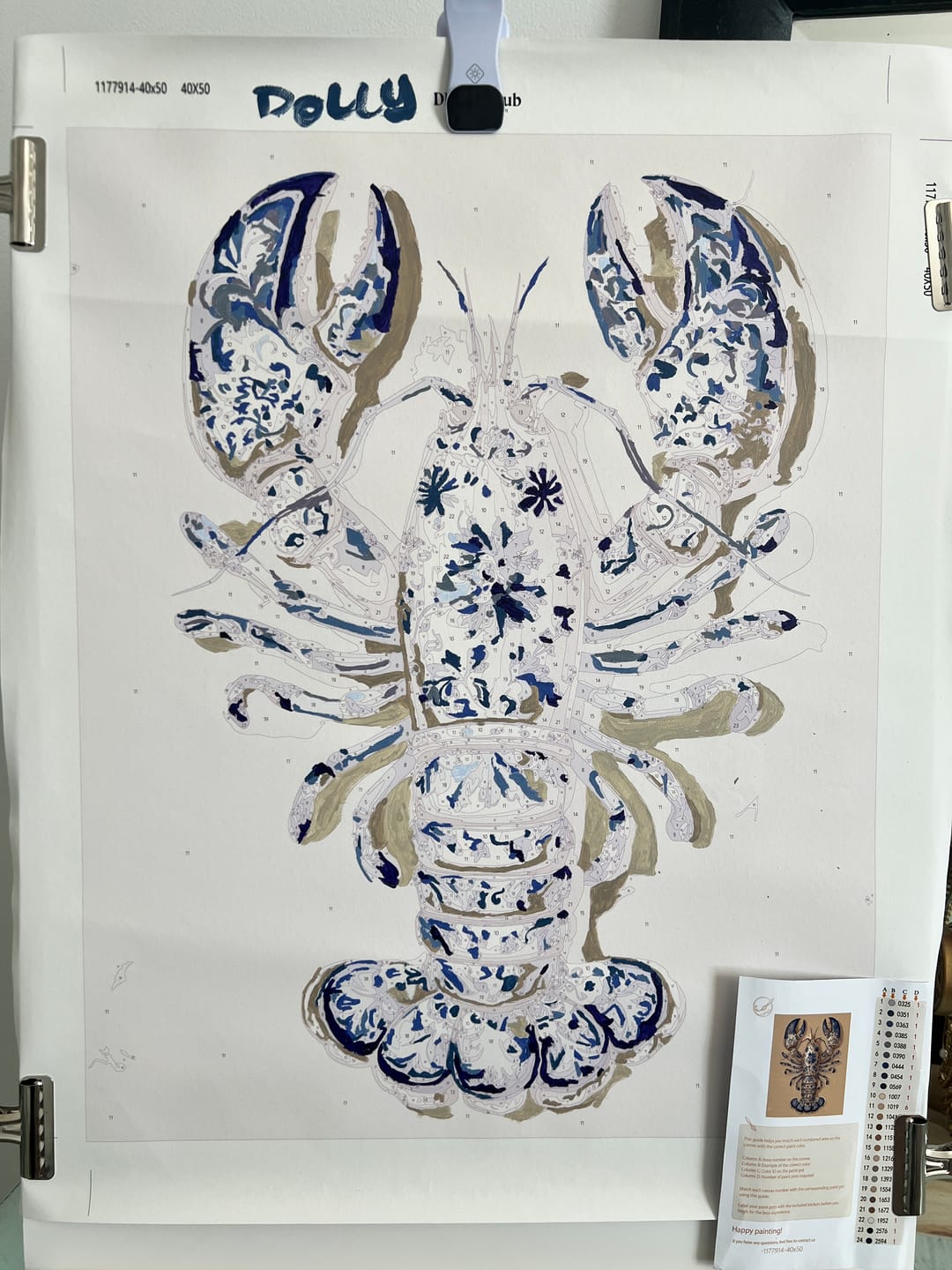 Customer photo review of Delft Lobster | Paint by Number