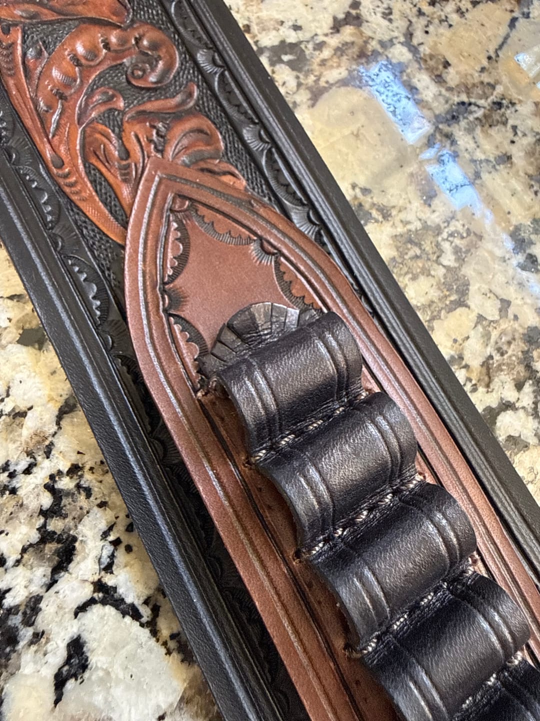 Customer photo review of Leather Cartridge Loops Stitching Guide - Free Printable Template