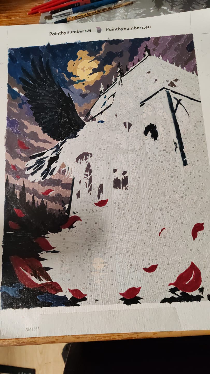 Customer photo review of Crow and Glasshouse Roses 30x40cm - Paint By Numbers