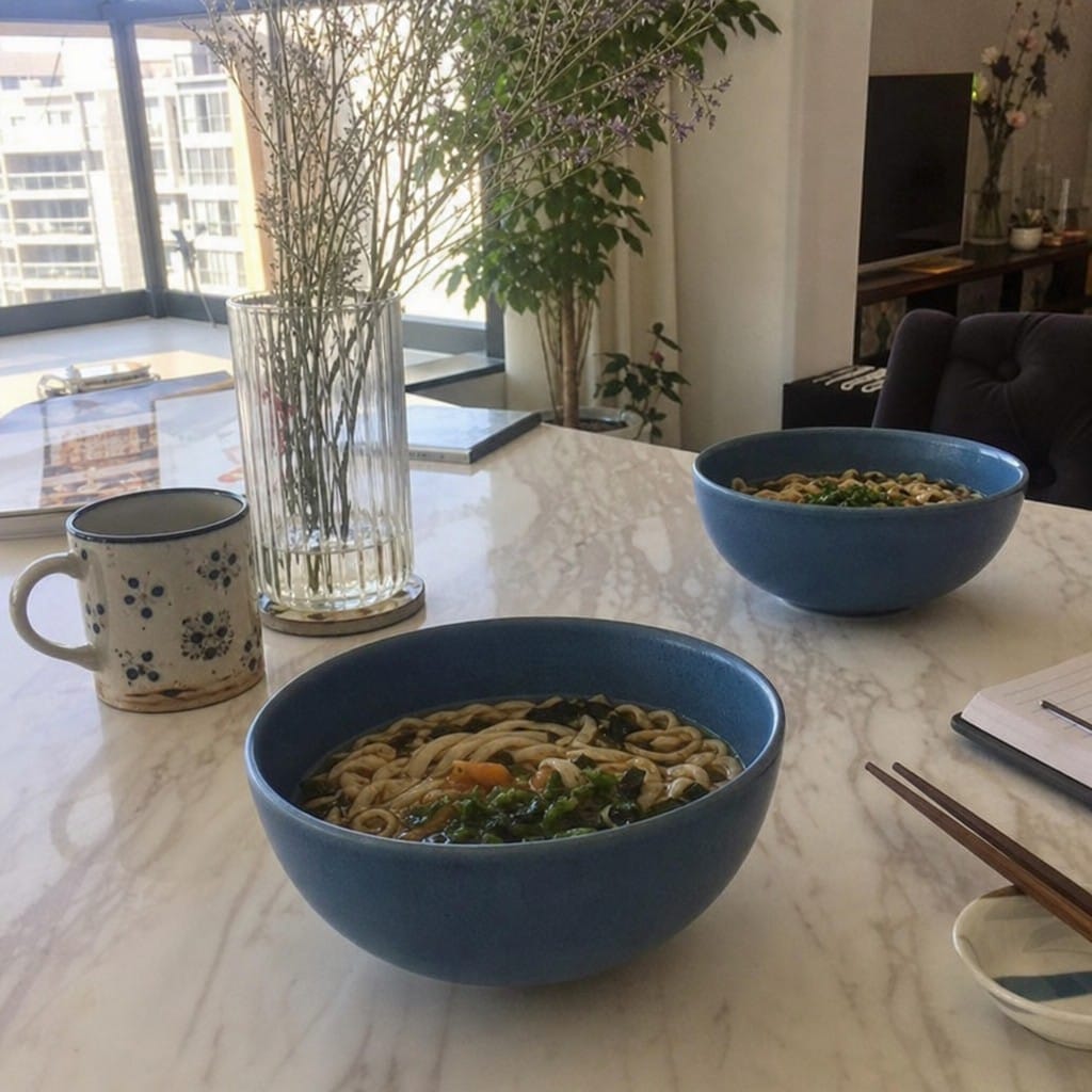 Customer photo review of Noodle Bowls 37.7oz Porcelain for Modern Dining (Pack of 6)