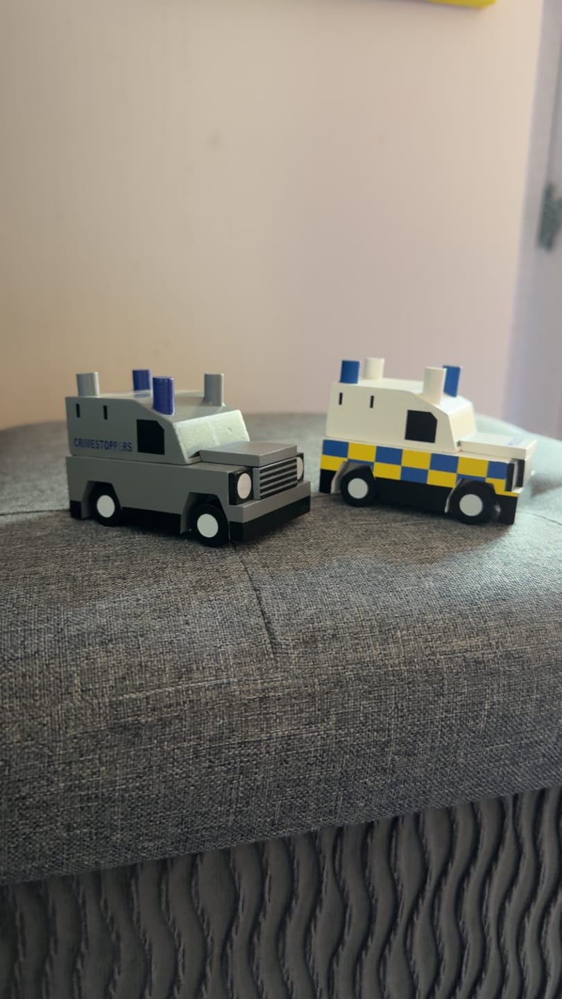 Customer photo review of The Wee Grey Police Van Model | Cowfield Design