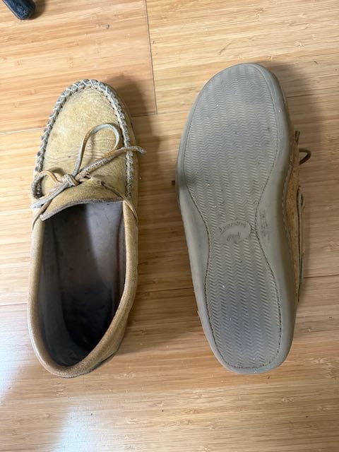 Customer photo review of Men's Cork Moose Hide Leather Moccasin Shoes