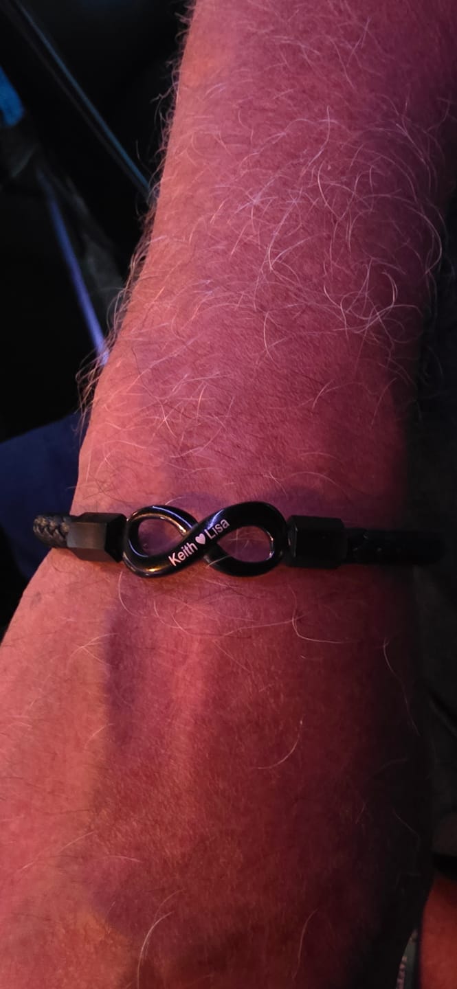 Customer photo review of Infinity Name Bracelet - For the Man Who Holds Us Together