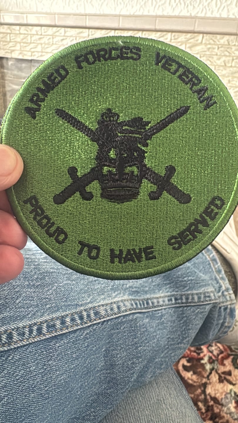 Customer photo review of Armed Forces Veteran Proud to Serve Embroidered Badge