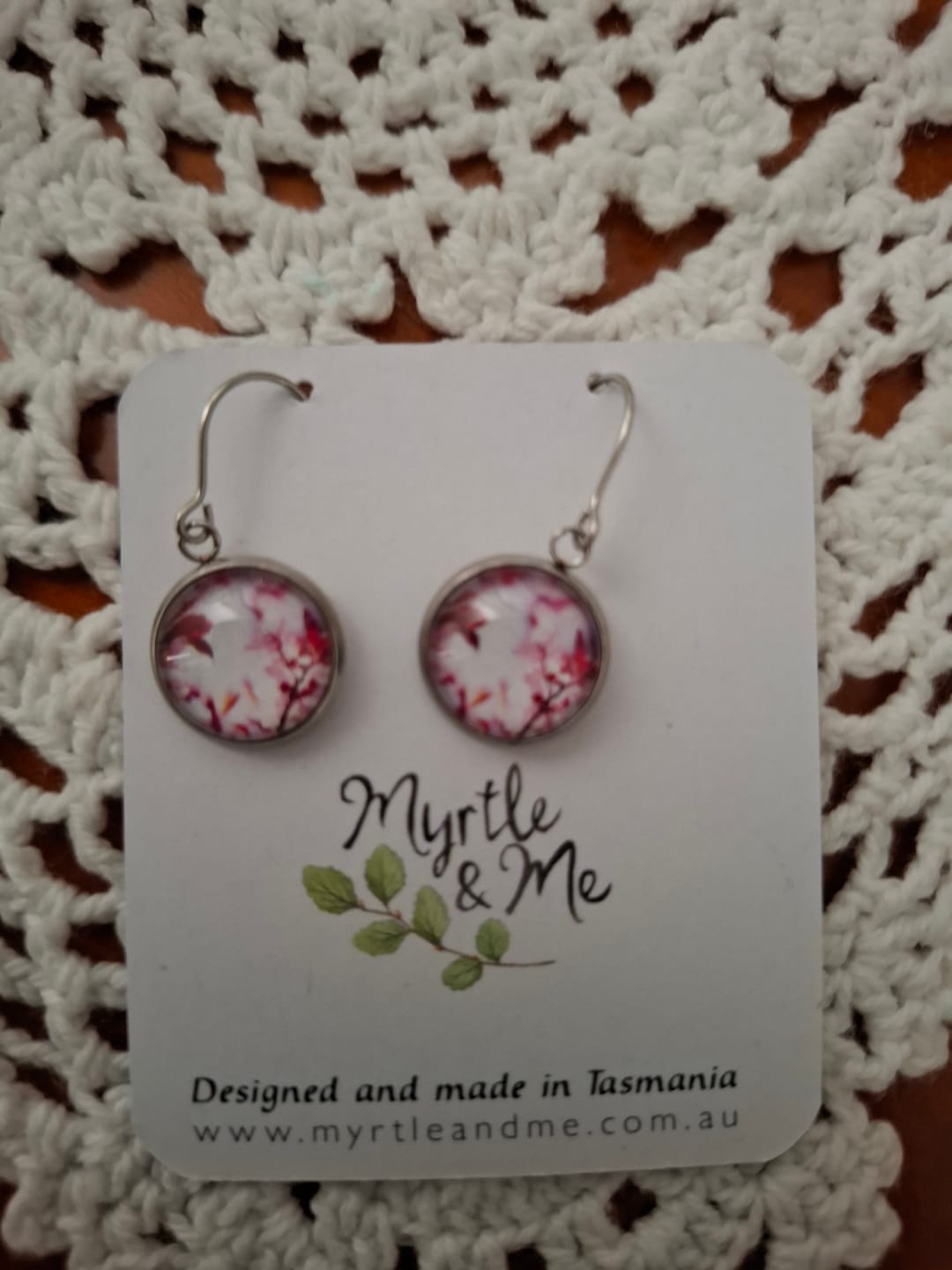 Customer photo review of Pink Blossom Drop - Earrings