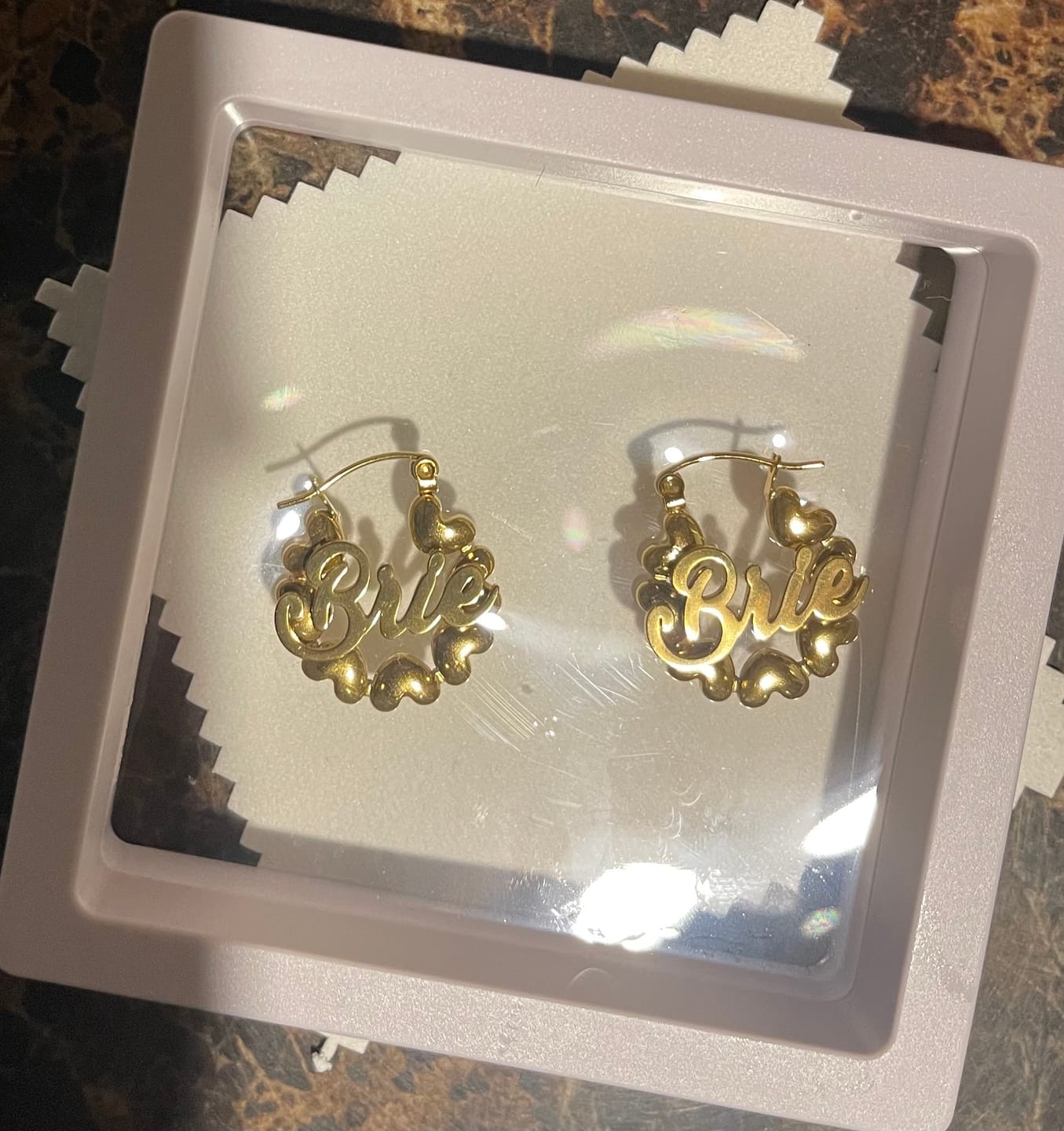 Customer photo review of Kids Hearts Name Hoops