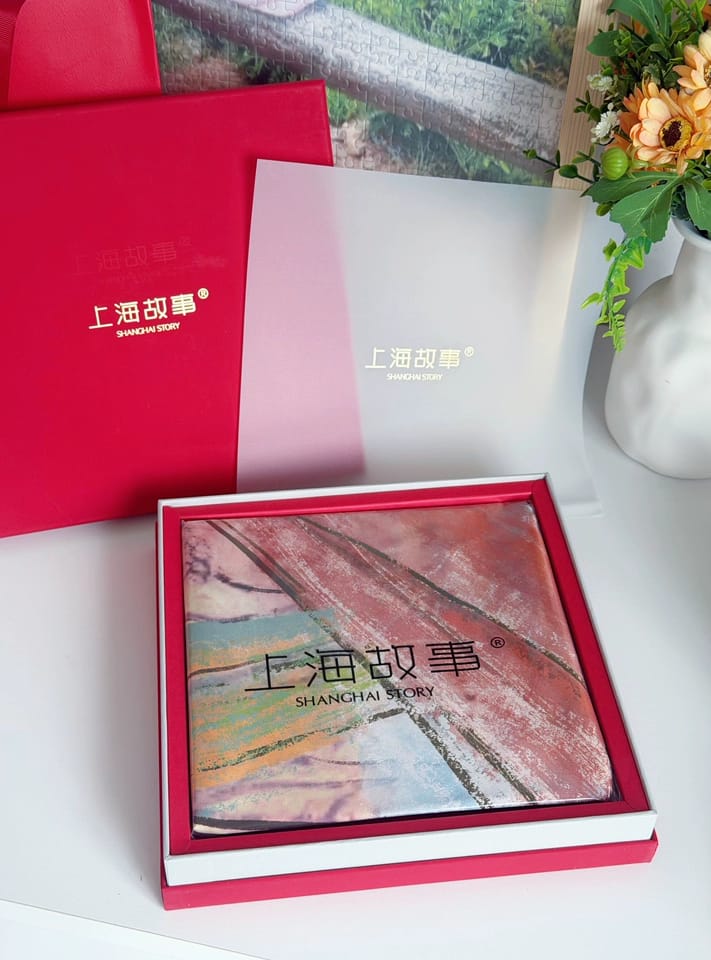 Customer photo review of Dunhuang Five Elements Printed Mulberry Silk Shawl / Scarf