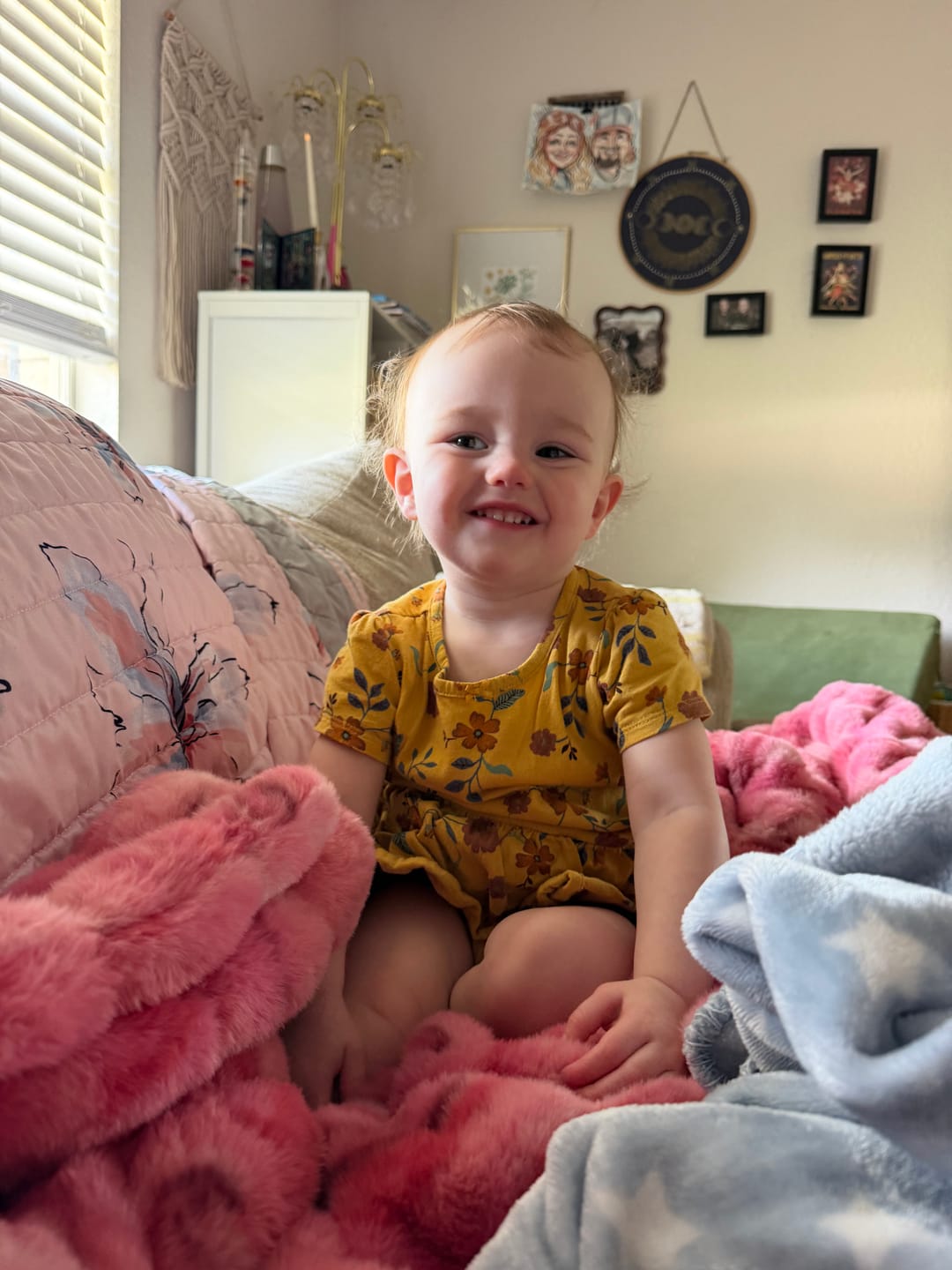 Customer photo review of Hugs Raspberry Swirl Blanket