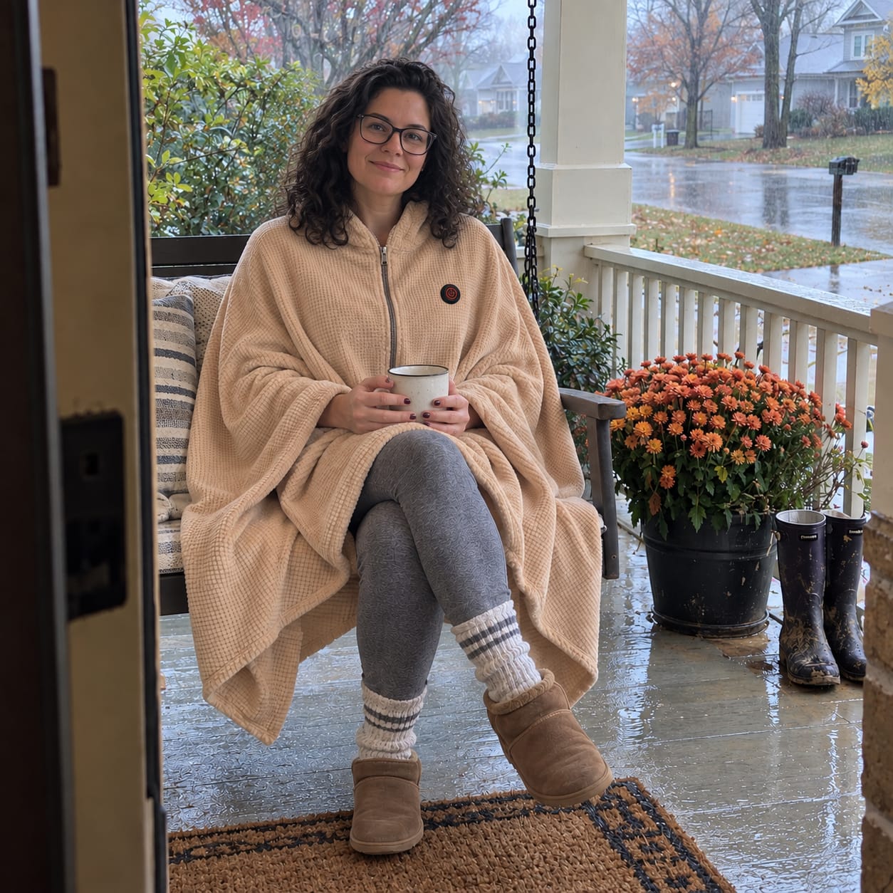 Customer photo review of Heated Wearable Blanket