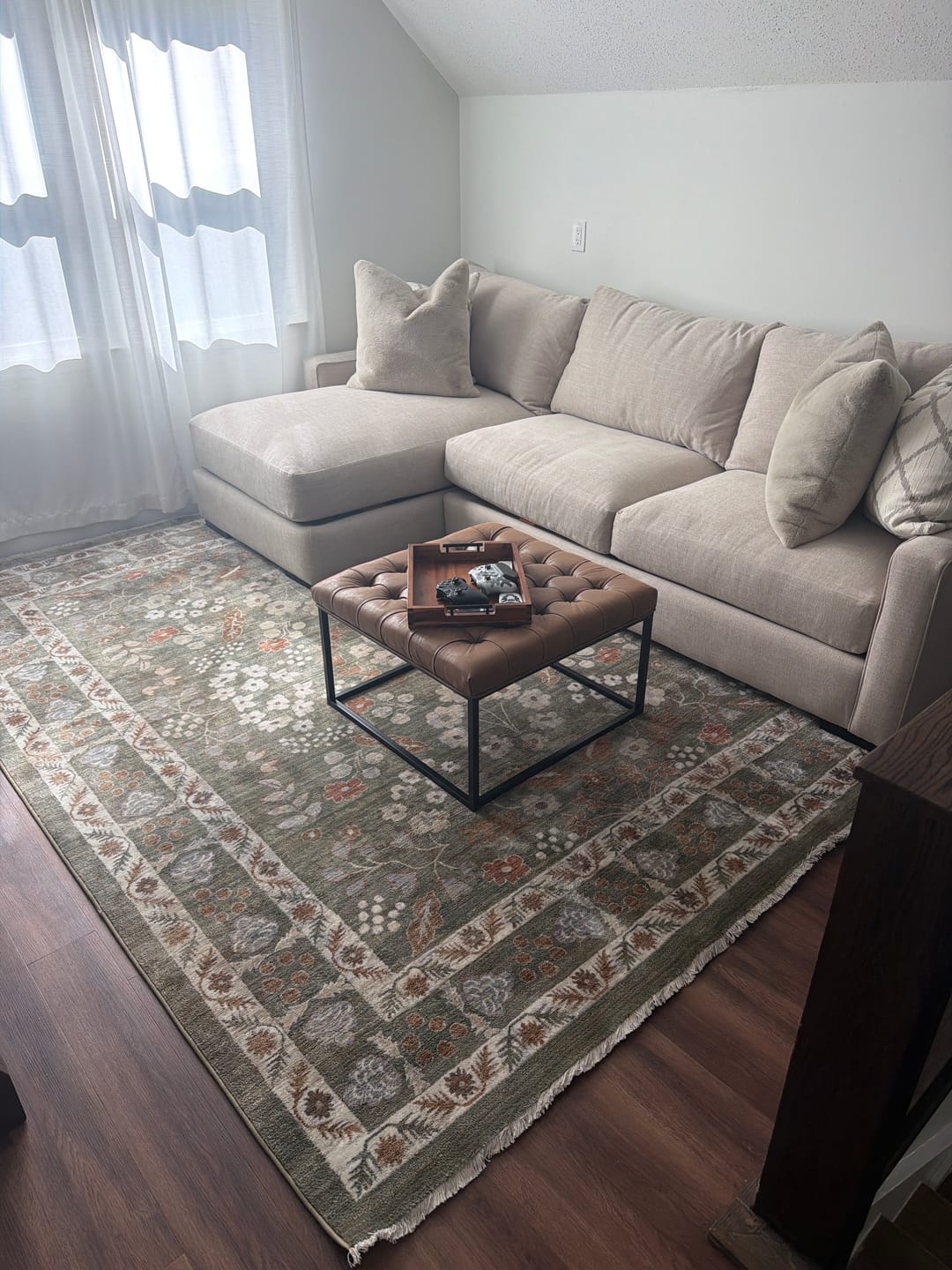 Customer photo review of Alara Vintage Garden Floral Washable  Green Rug