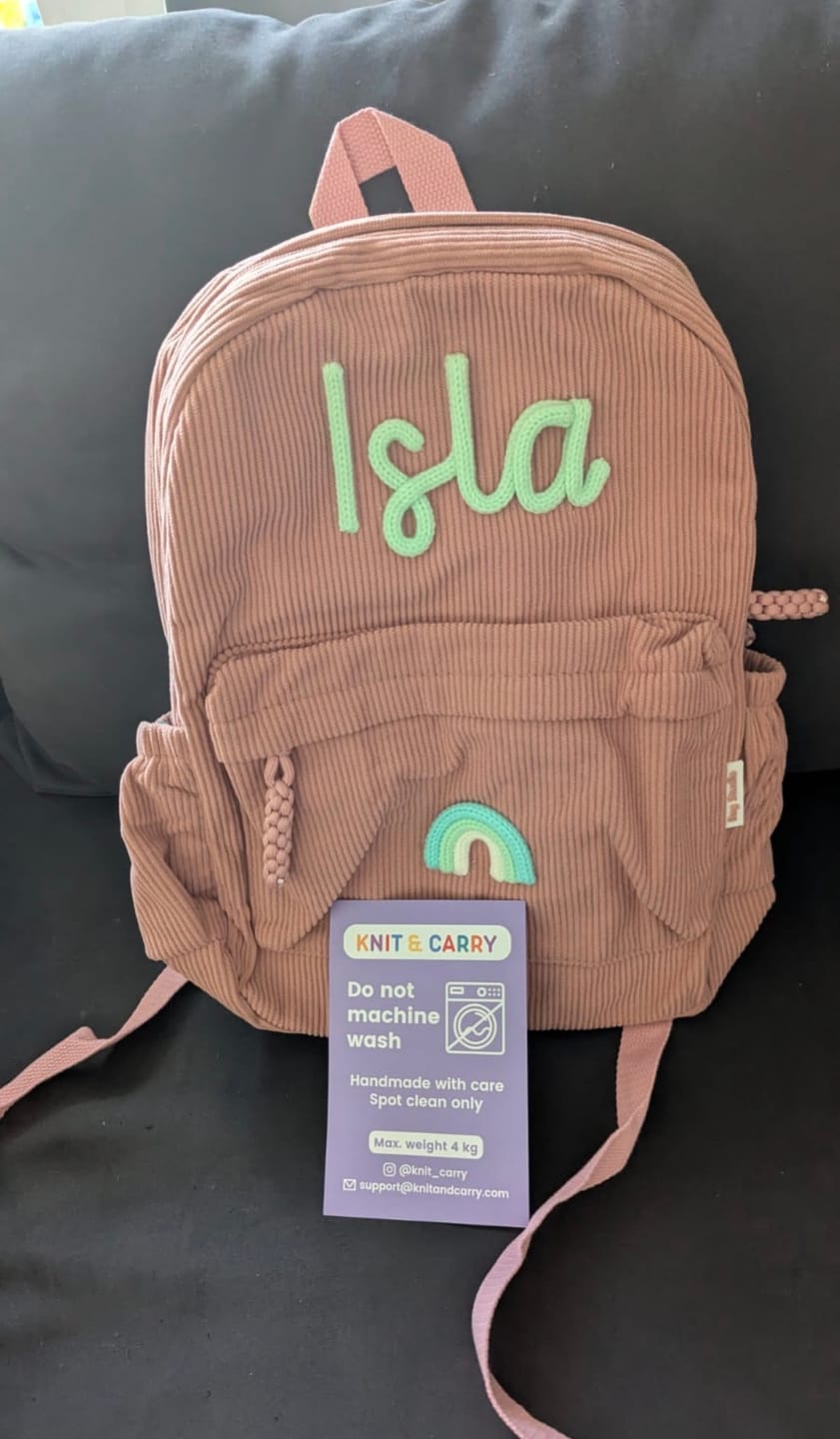 Customer photo review of K&C - Personalized Knitted Backpack