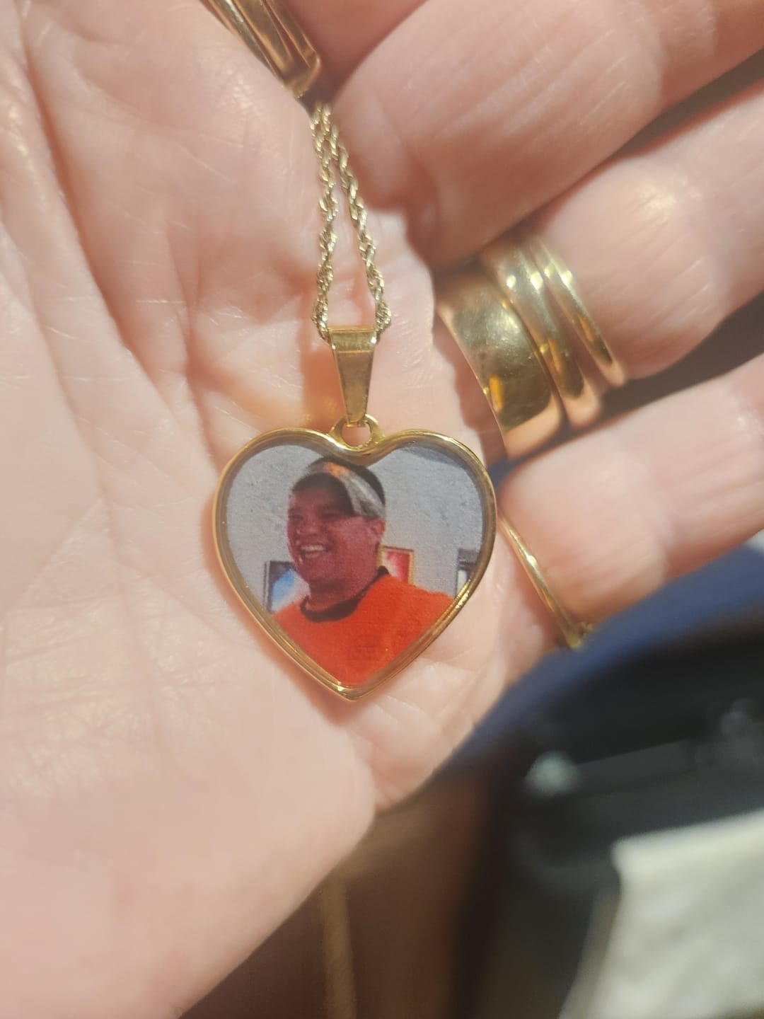 Customer photo review of Photo Engraved Necklace Memorial Gift