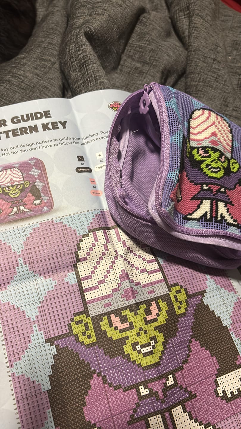 Customer photo review of MOJO JOJO™ - Needlepoint Pouch Kit