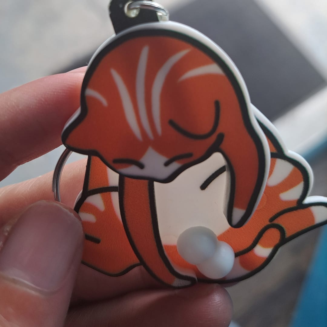 Customer photo review of Mischief Cat - Interactuve Cat Keychain