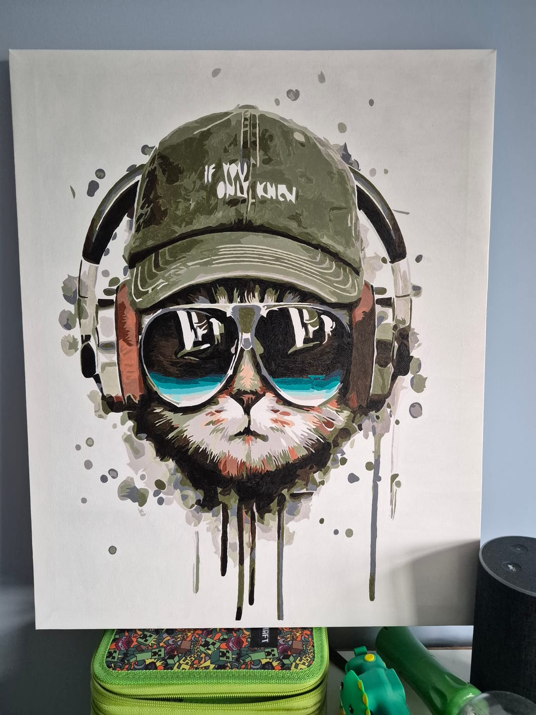 Customer photo review of Cool Cat with Headphones | Paint by Numbers