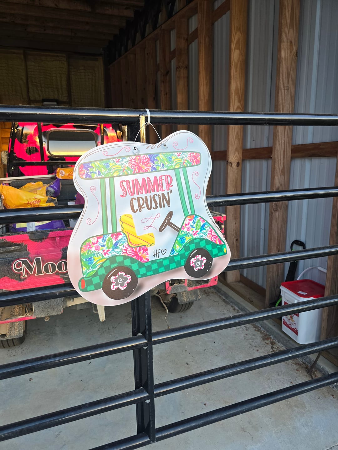 Customer photo review of Summer Cruisin' Golf Cart Door Hanger